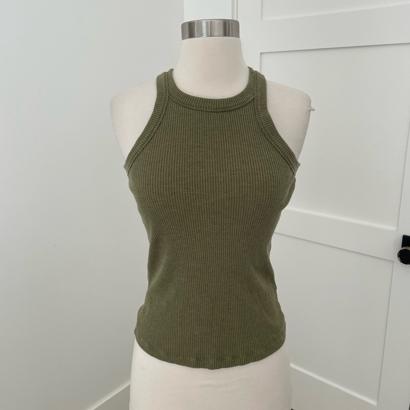 WSLY Sage Ribbed Tank Top - Picture 1 of 3